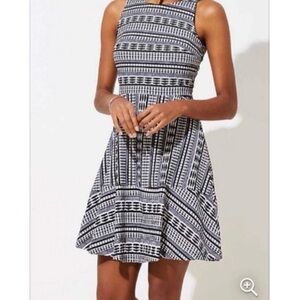 LOFT Black and White Patterned Mini Dress